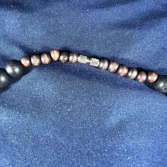 Chunky Wooden Beaded Necklace With Mixed Size & Color Beads - Picture 3 of 3
